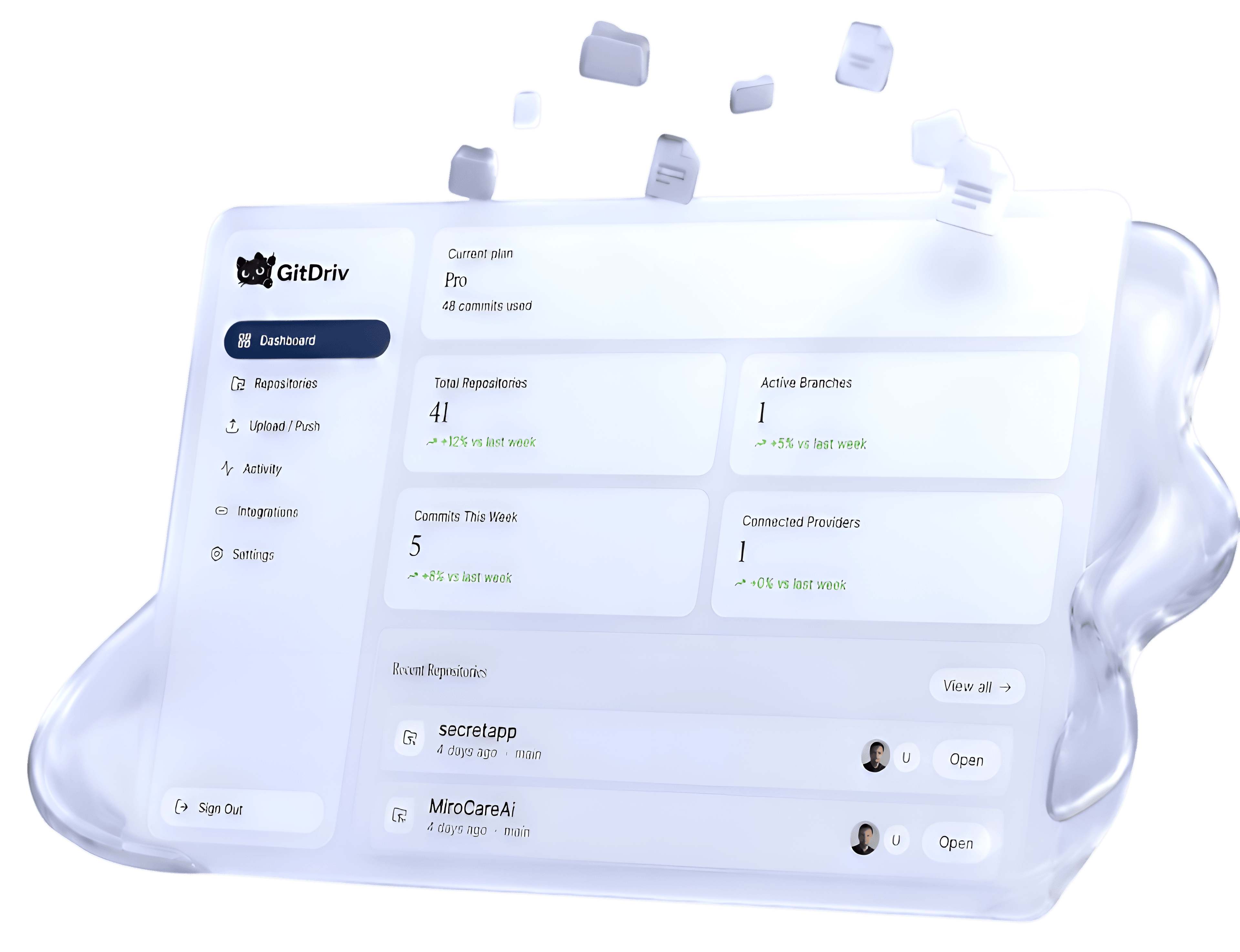 GitDriv Dashboard — visual Git workflow interface